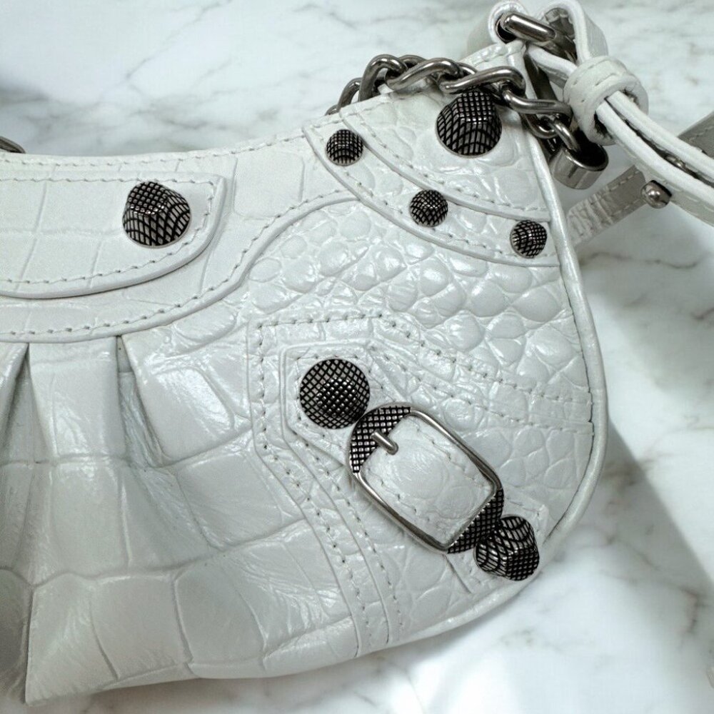 NWT Authentic Balenciaga Le Cagole Crocodile Embossed Mini Bag With Chain - Picture 7 of 15